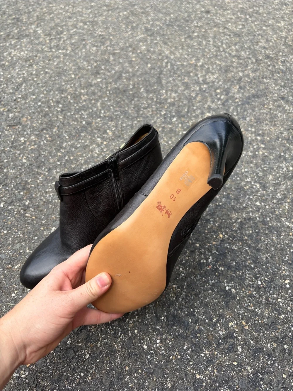 Coach Black Leather Ankle Booties with Gold-Tone Logo Accent